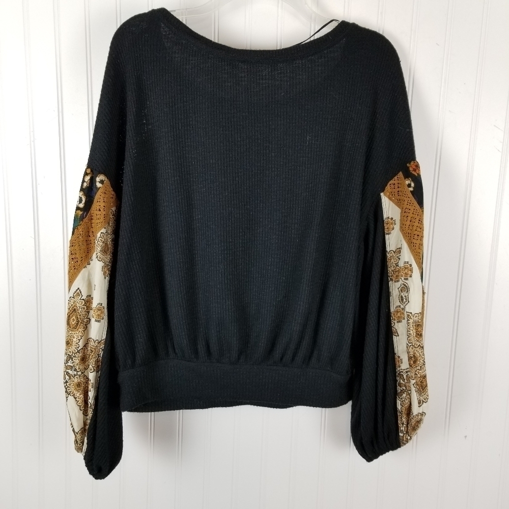 Free People Casual Clash Top Size Small Lace Floral Balloon Termal Boho Prairie - Picture 4 of 10